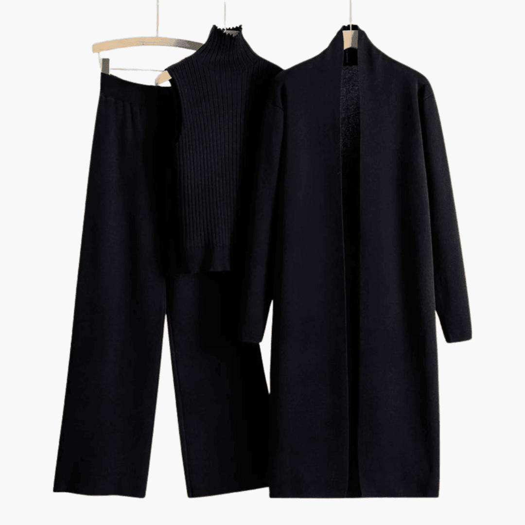 Women’s Three-Piece Knit Loungewear Set with Relaxed Fit