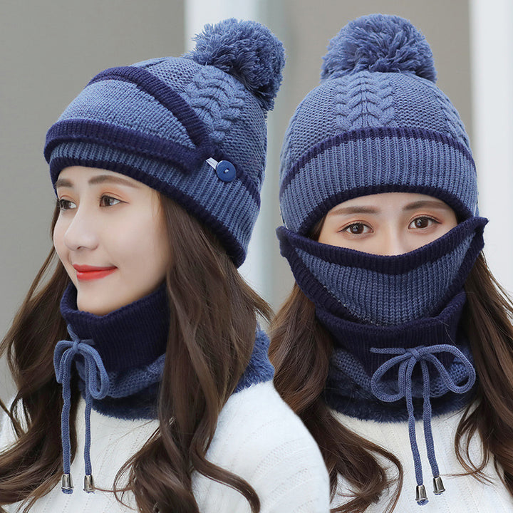 Knit beanie, face mask and neck warmer set