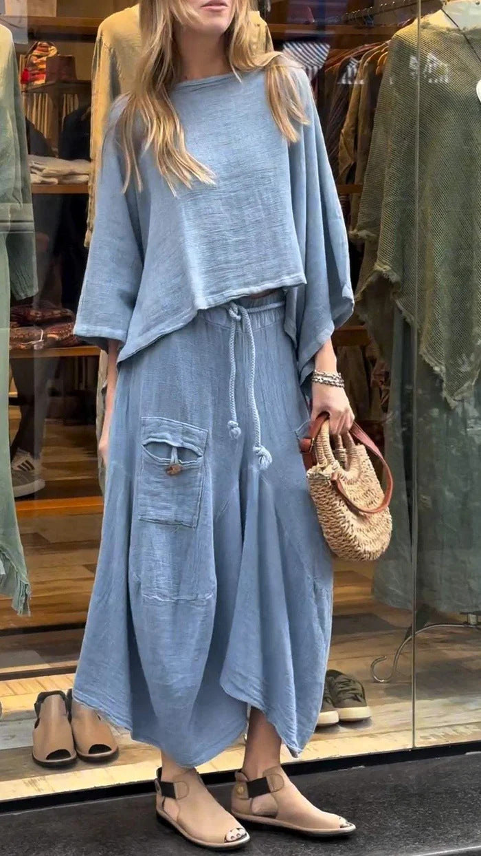 Women's Loose Pullover Top and Long Skirt Two-Piece Set