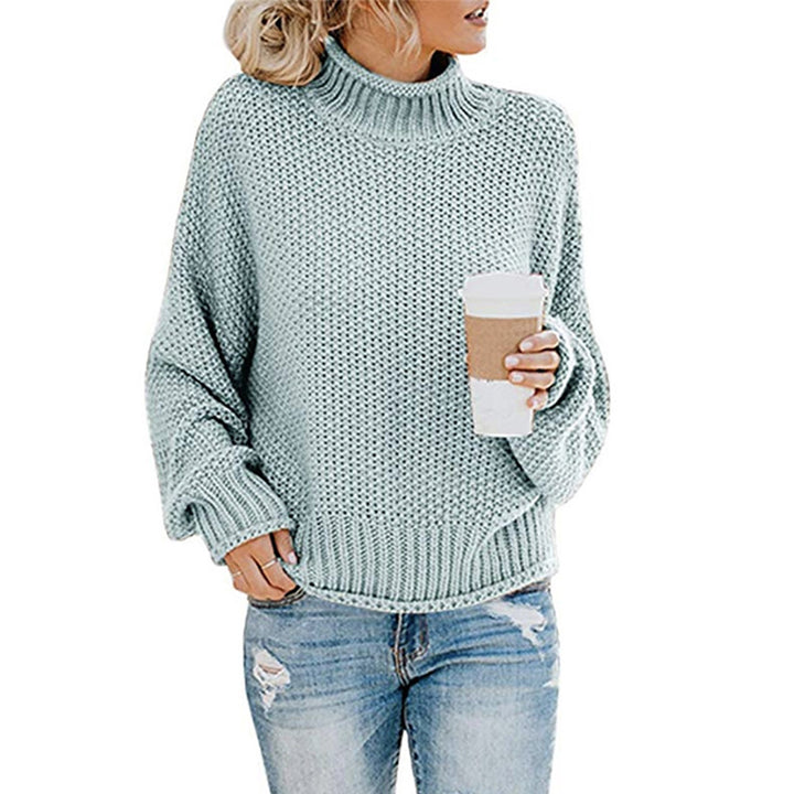 Solid Turtleneck Sweater for Women, Winter Knit Pullover