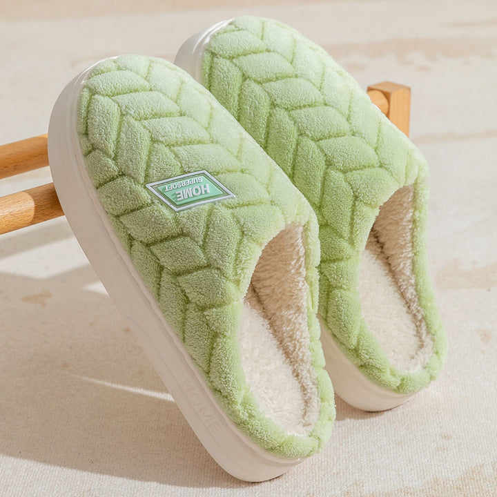 Non-Slip Plush Slippers with Thick Sole – Couples Pair in 6 Colors