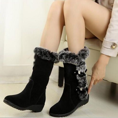 Mid-Calf Faux Fur Snow Boots for Women, Plush Winter Boots