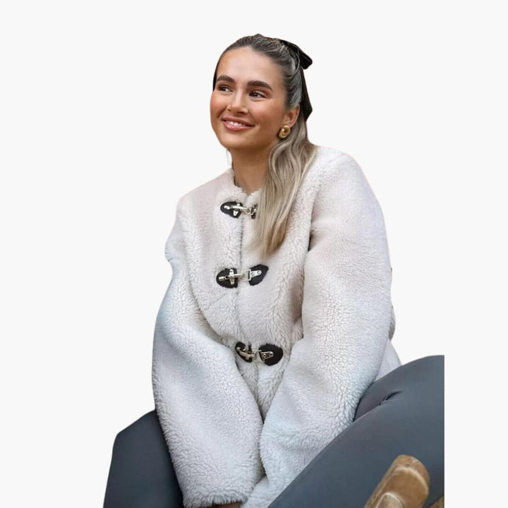 Women’s Teddy Coat with Toggle Closure and Round Neck