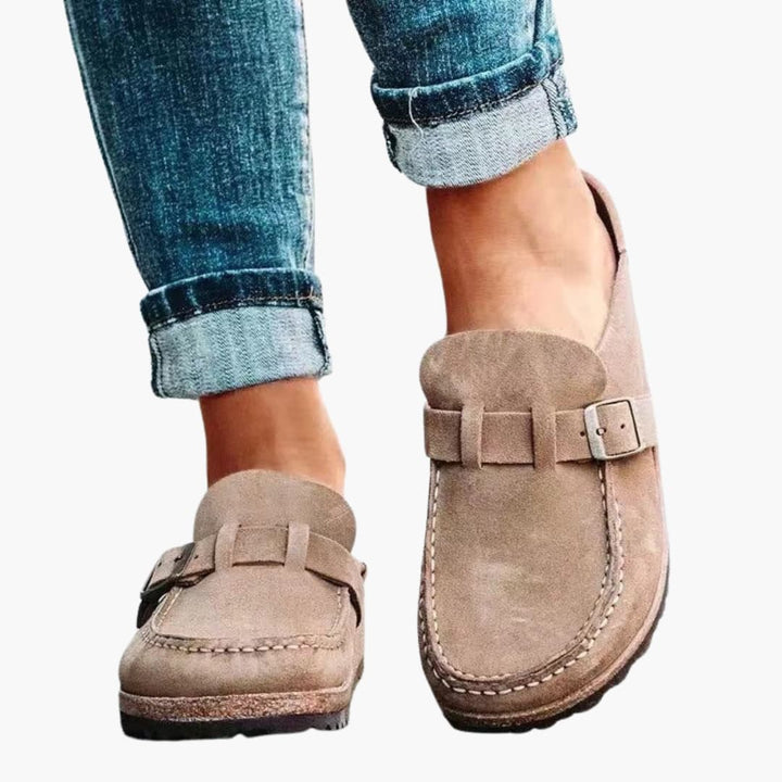 Women’s Slip-On Loafers with Strap and Buckle