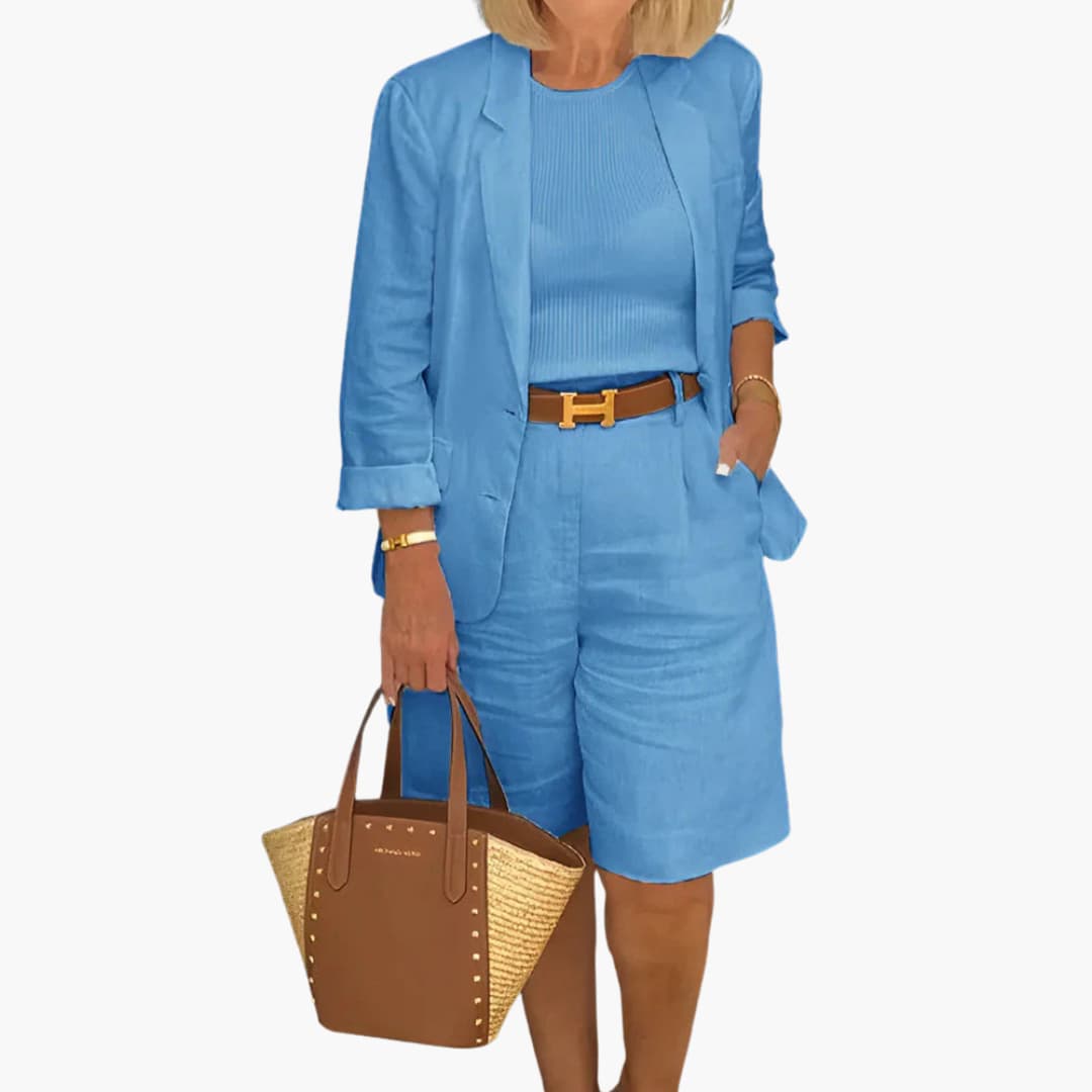 Women’s Two-Piece Set with Blazer and Shorts