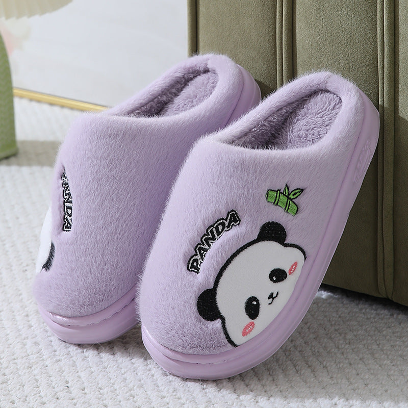 Cute Cartoon Panda Slippers, Thick-Soled Winter Warm