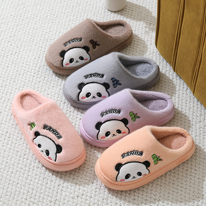 Cute Cartoon Panda Slippers, Thick-Soled Winter Warm