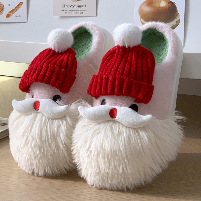 Cute Santa Claus Home Slippers, Warm Non-Slip Indoor Shoes