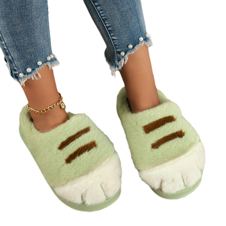3D Cat Paw Plush Slippers, Fluffy Winter House Shoes