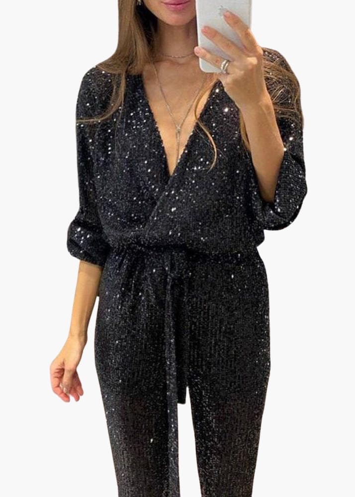 Women’s Sequin Jumpsuit with Shaped Fit
