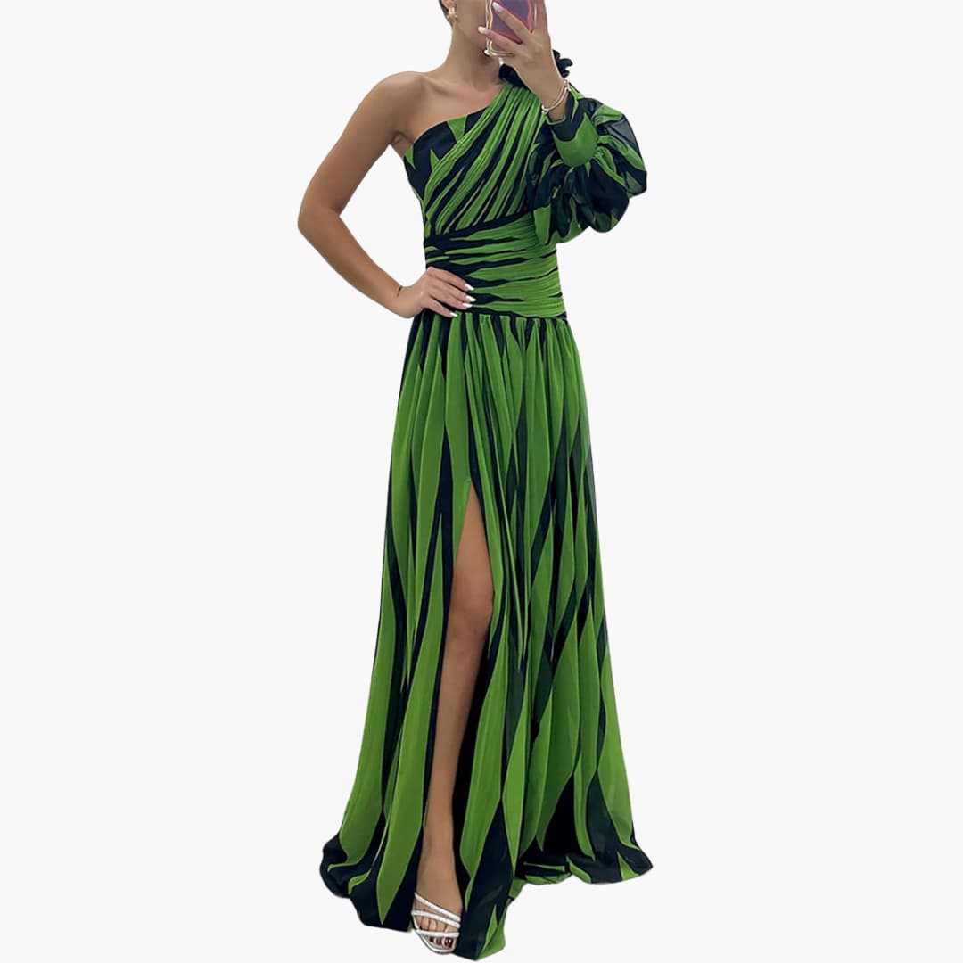 Women’s Maxi Dress with One Shoulder Design and Side Split