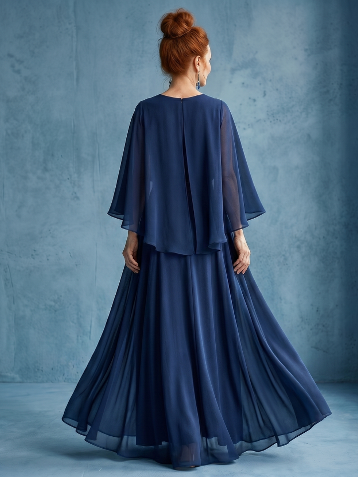Desta | Layered Sleeve Drape Waist Midi Dress