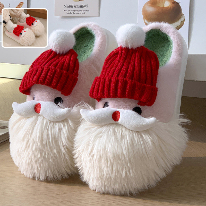 Cute Santa Claus Home Slippers, Warm Non-Slip Indoor Shoes