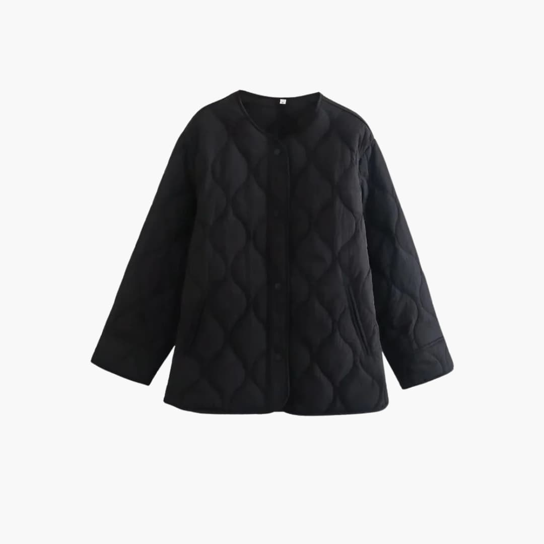 Women’s Winter Puffer Jacket with Snap-Button Closure and Quilted Padding