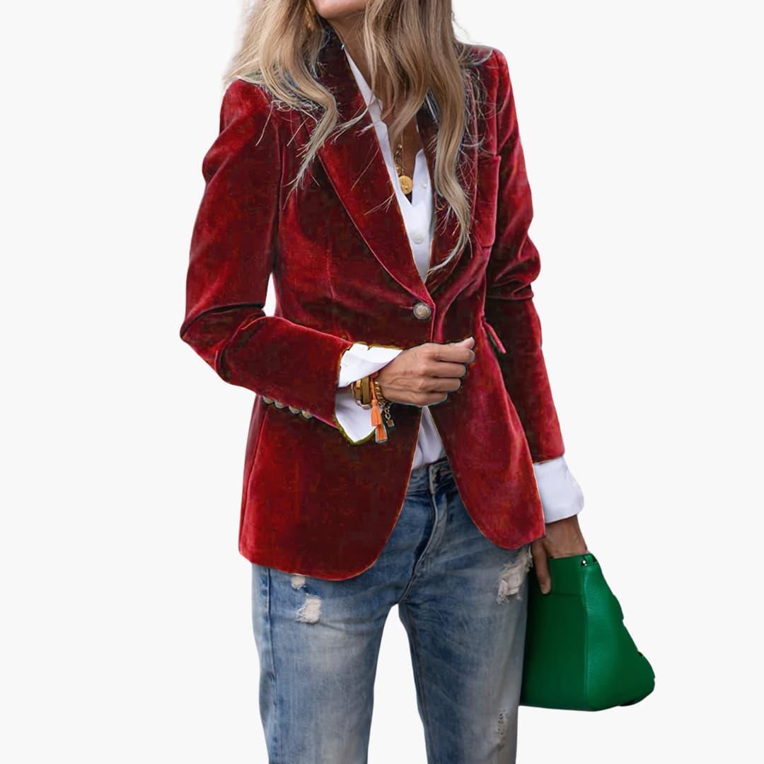 Women’s Blazer with Lapel Collar and Button Front