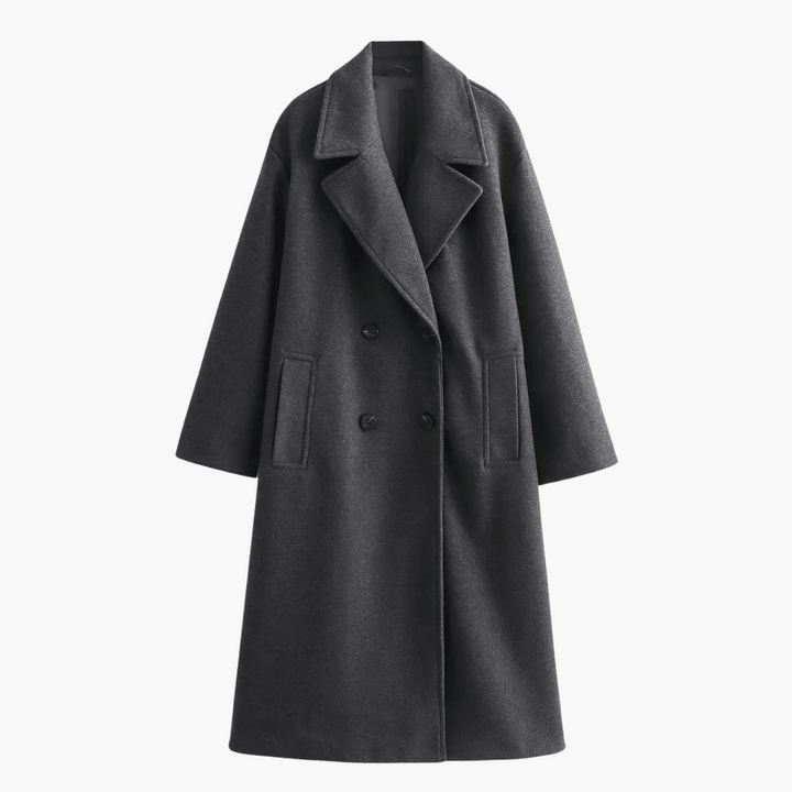 Long Wool-Blend Winter Coat - Elegant Outerwear for Women