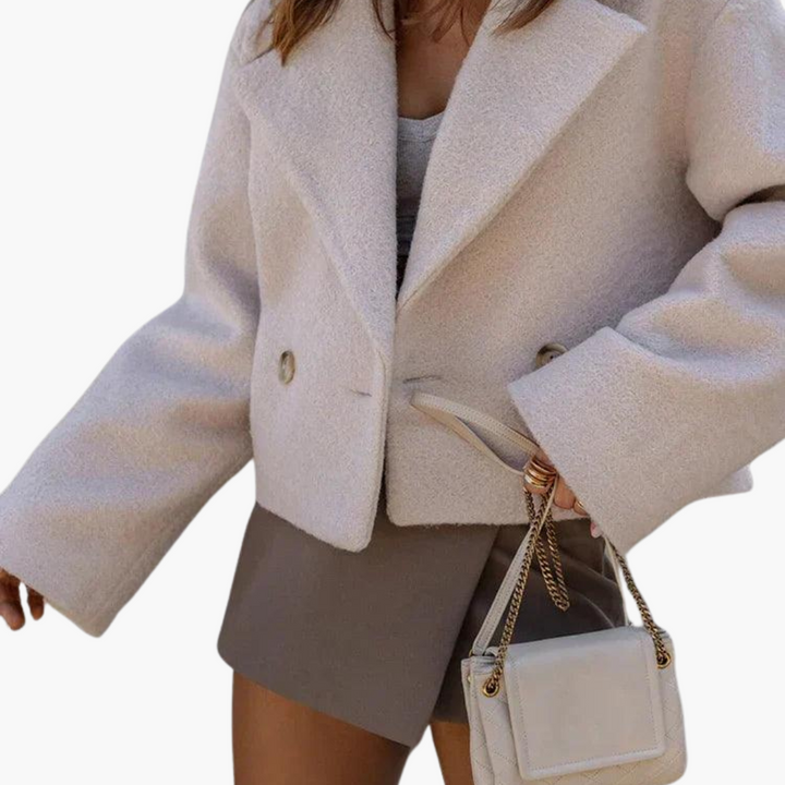 Women’s Cropped Jacket with Straight Hem and Long Sleeves