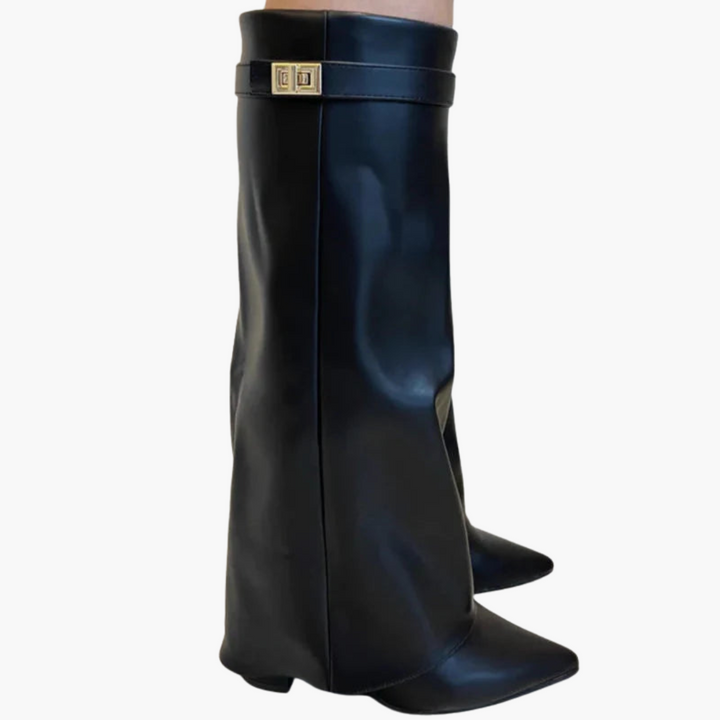 Women’s Over-the-Knee Boots with Pointed Toe and Buckle