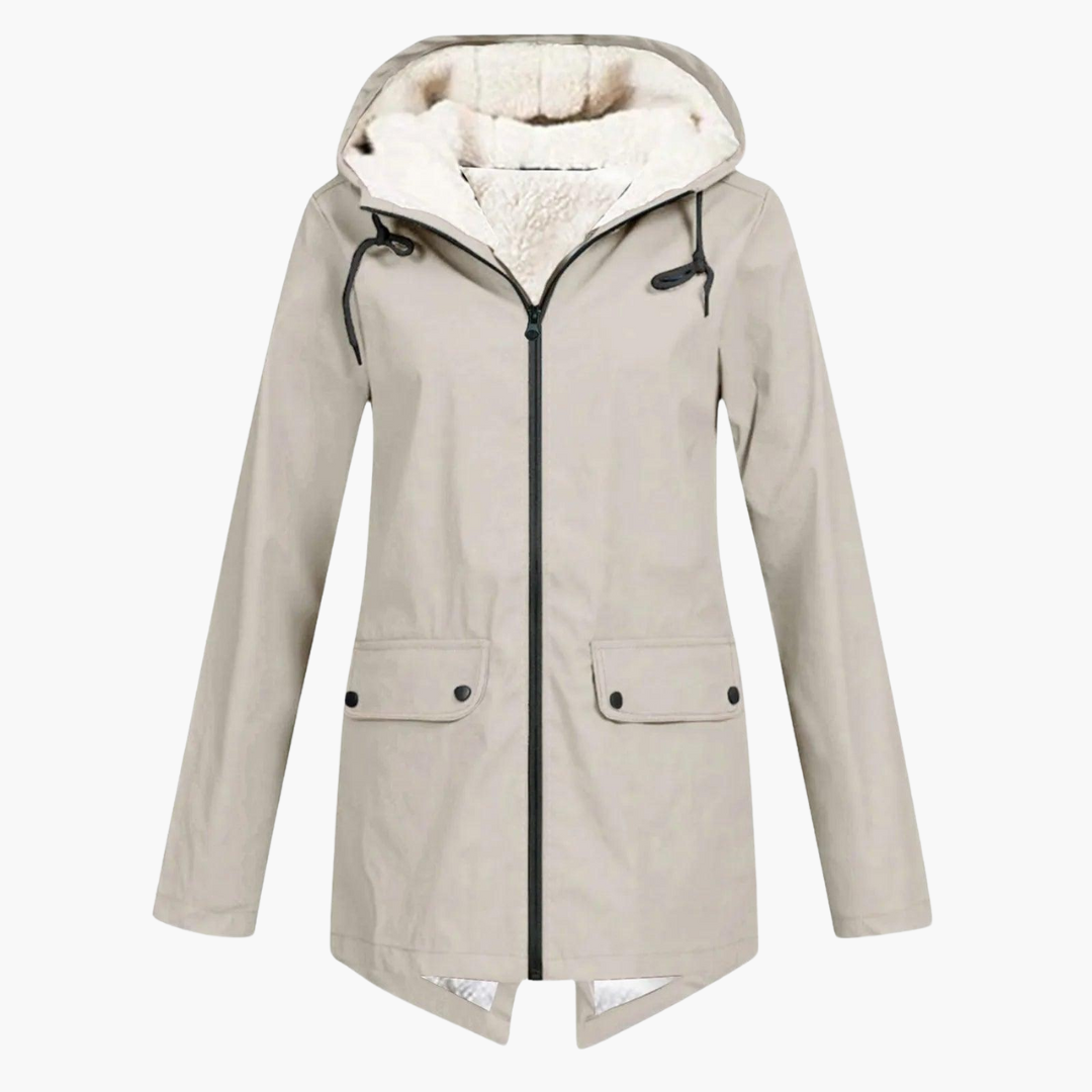 Women’s Hooded Winter Coat with Button-Up Front and Long Length