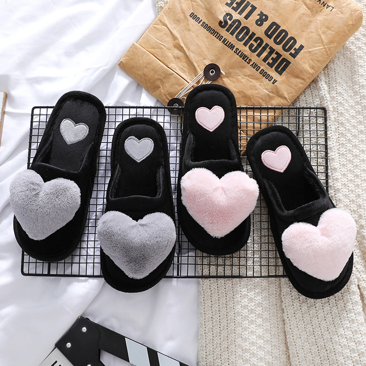 Heart House Slippers for Women, Plush Warm Fuzzy Shoes