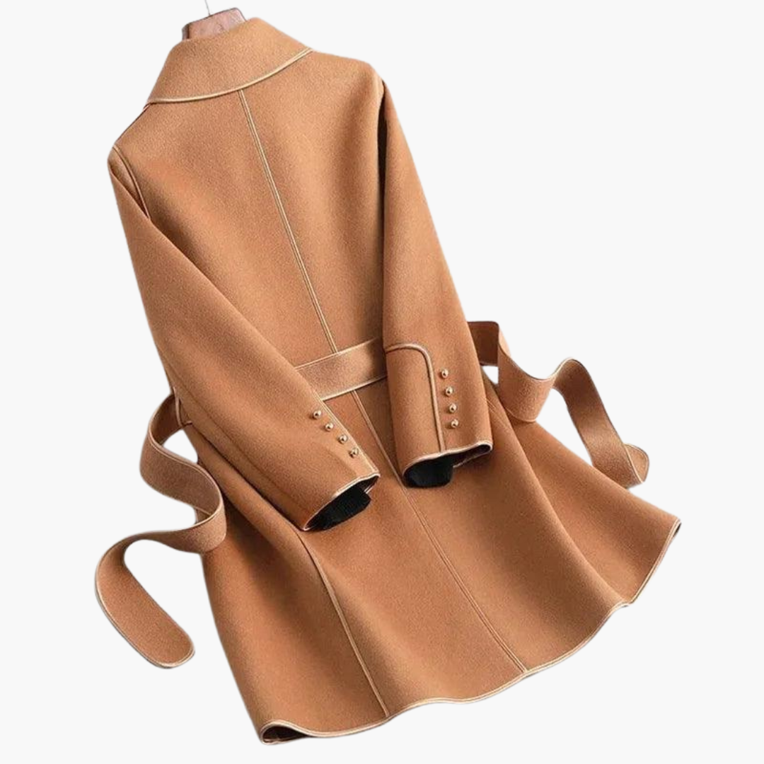 Women’s Double - Breasted Trench Coat with Wool - Blend Wrap and Tailored Fit