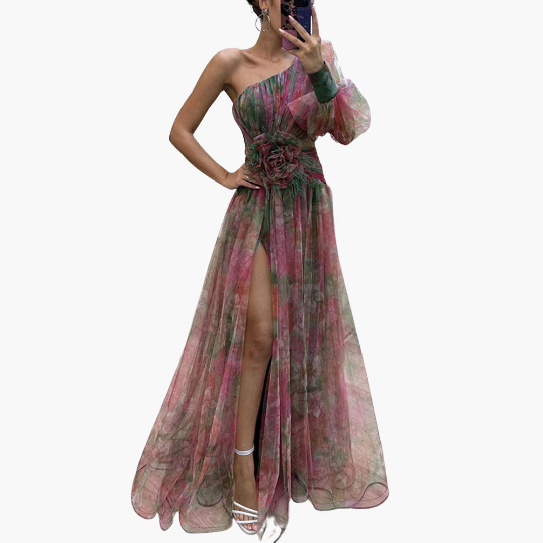 Women’s One-Shoulder Floral Dress