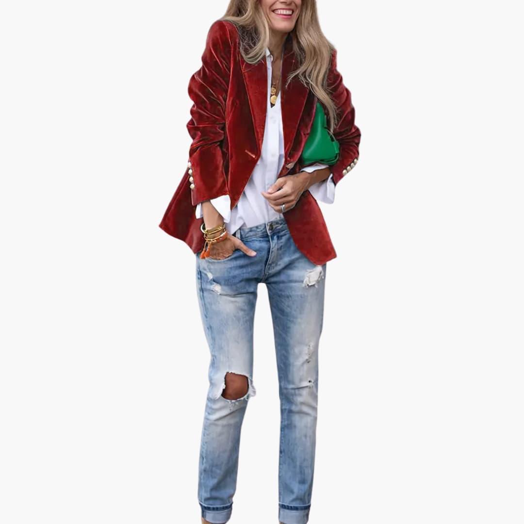 Women’s Blazer with Lapel Collar and Button Front