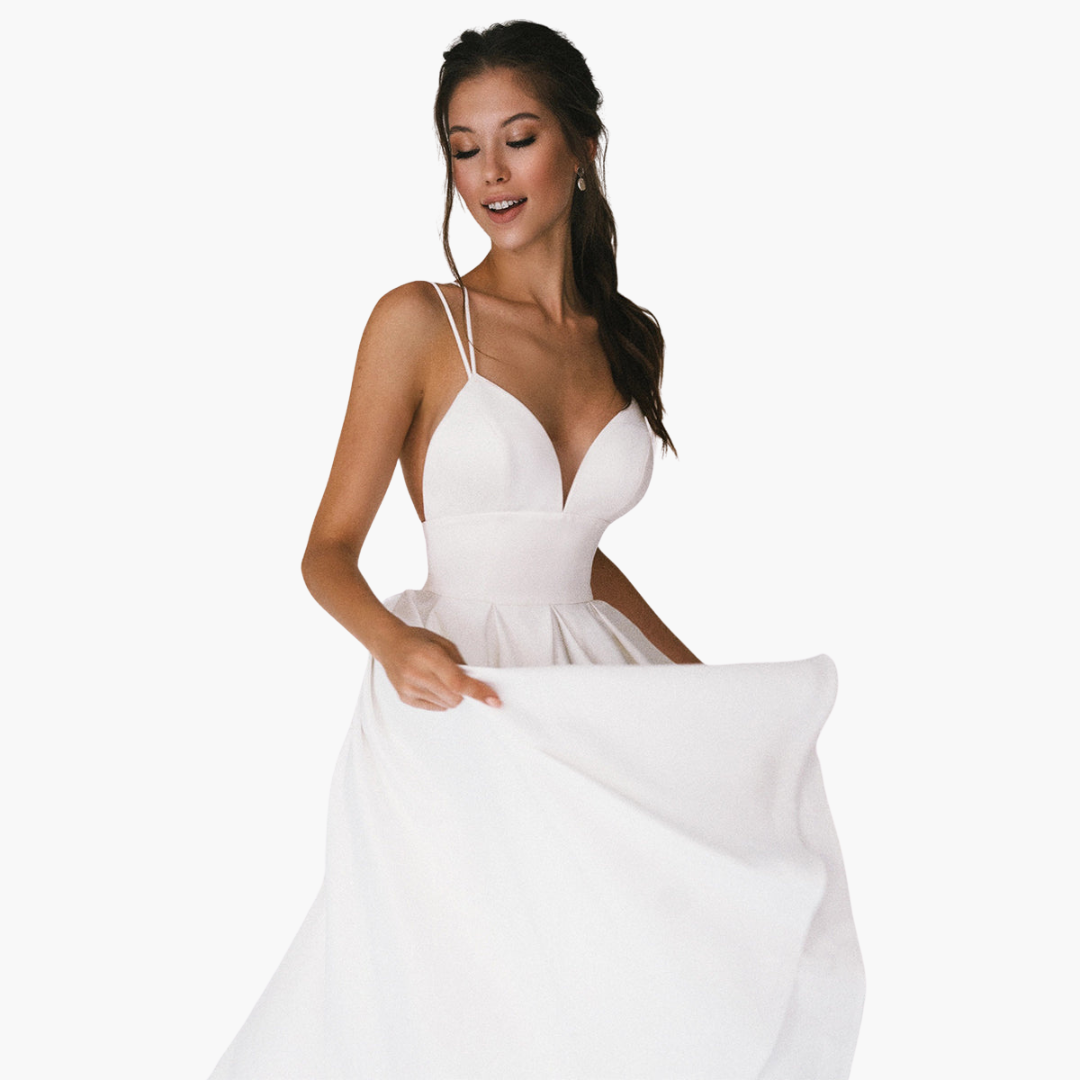 Women’s Midi Party Dress with V-Neck