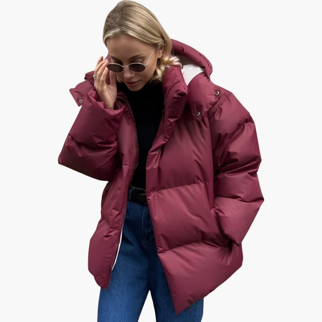 Women’s Puffer Jacket with Oversized Fit and Padded Design