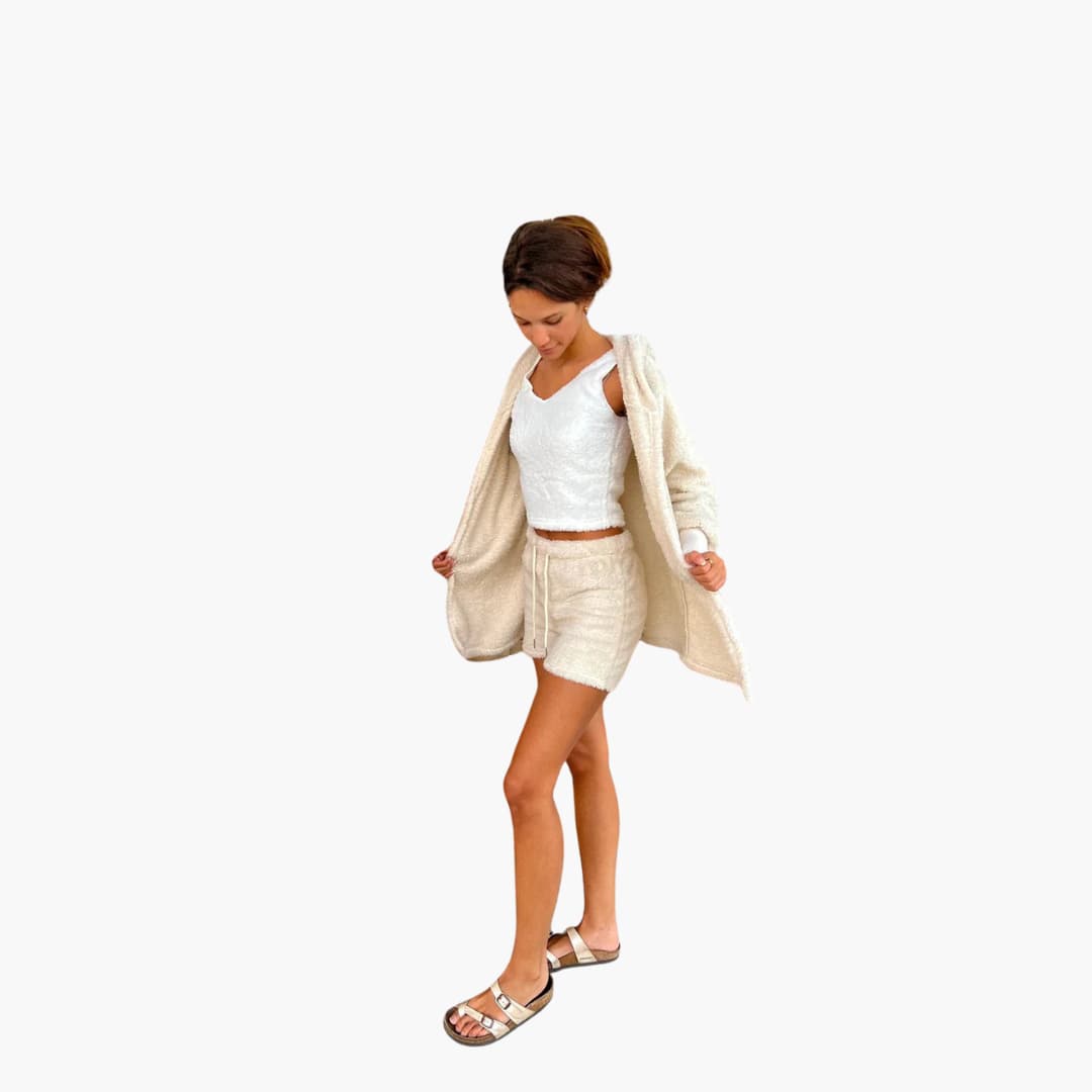 Women’s Loungewear Set with Cardigan and Shorts