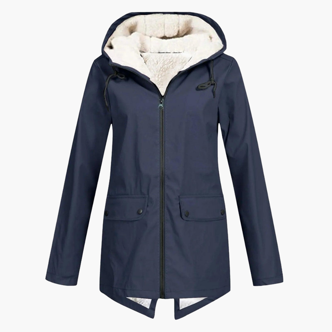 Women’s Hooded Winter Coat with Button-Up Front and Long Length
