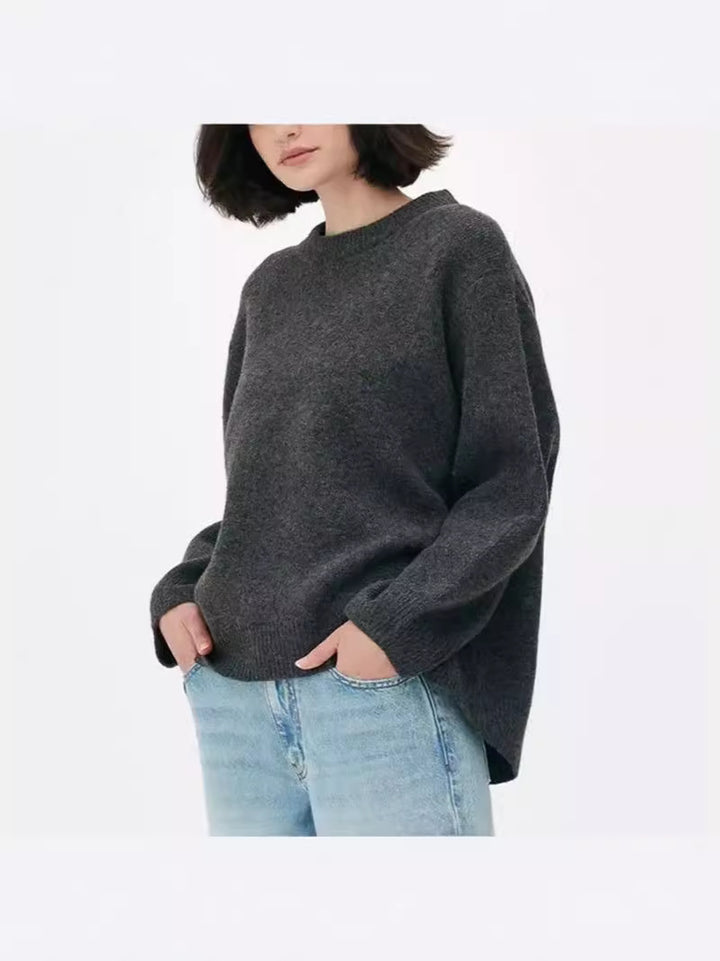 Sweet Crew Neck Sweater for Women, Loose Pullover Top