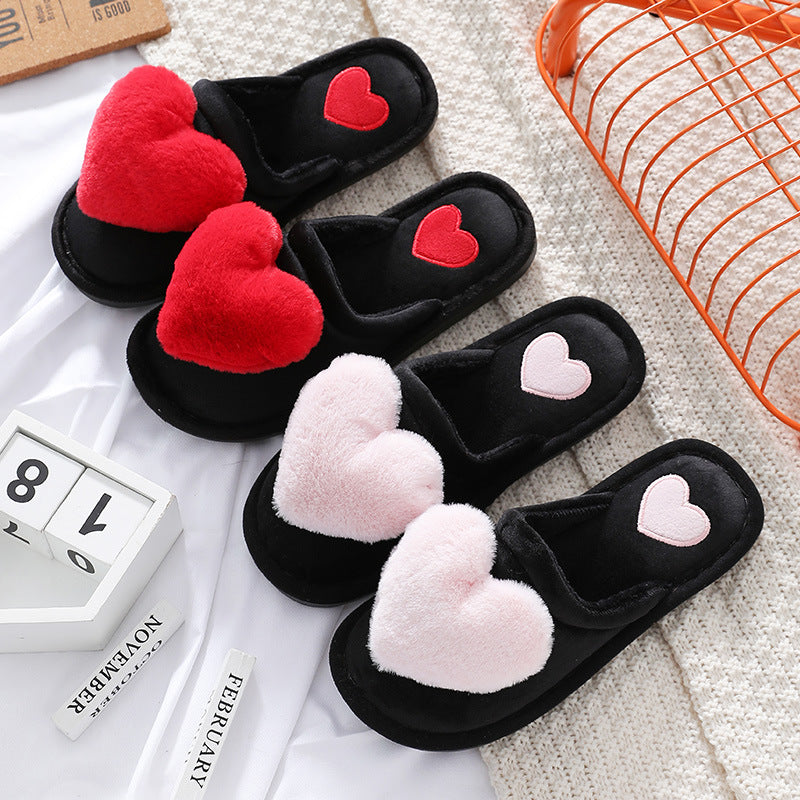 Heart House Slippers for Women, Plush Warm Fuzzy Shoes
