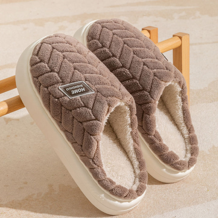 Non-Slip Plush Slippers with Thick Sole – Couples Pair in 6 Colors