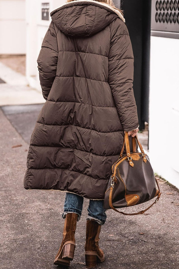 Hooded Long Coat for Women, Double-Sided Winter Cardigan Jacket