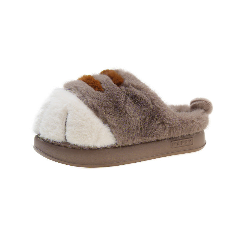 3D Cat Paw Plush Slippers, Fluffy Winter House Shoes
