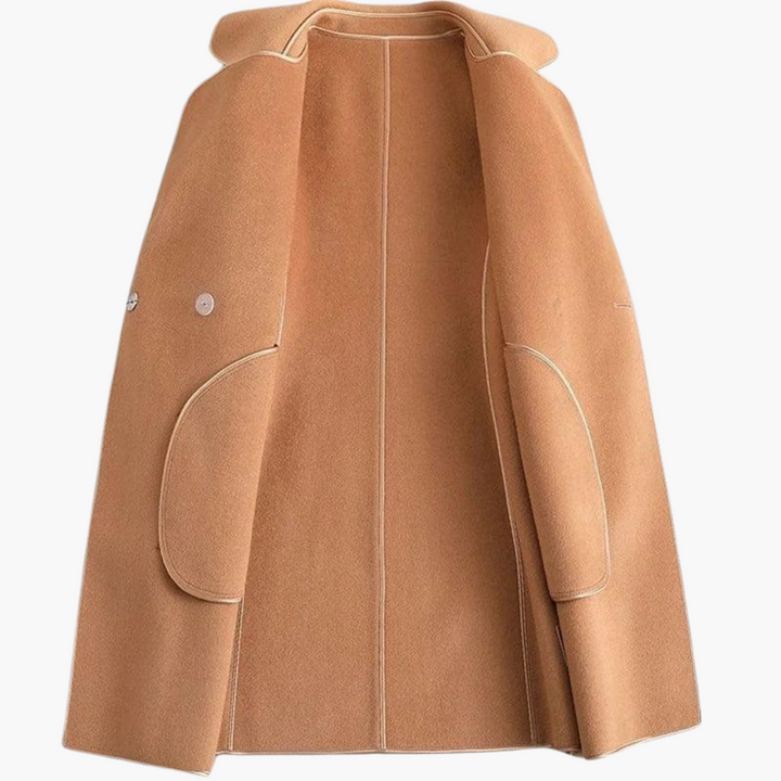 Women’s Double - Breasted Trench Coat with Wool - Blend Wrap and Tailored Fit