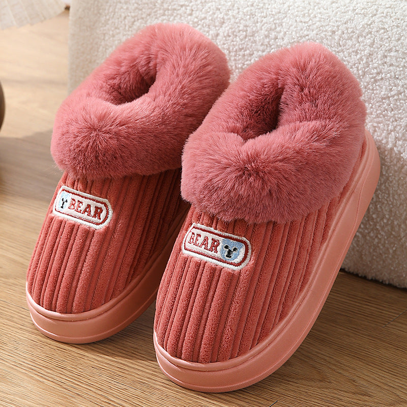 Warm Covered Heel Cotton Slippers, Indoor and Outdoor