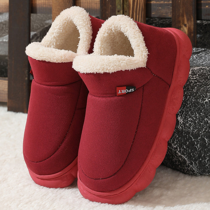 Warm Suede House Shoes for Women and Men with Rubber Sole