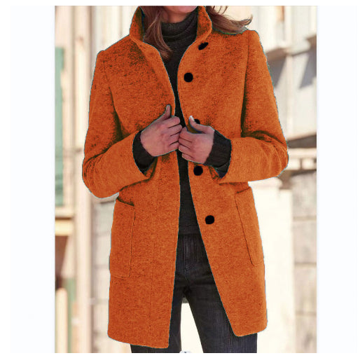 Stand collar button coat with pockets in a slim fit