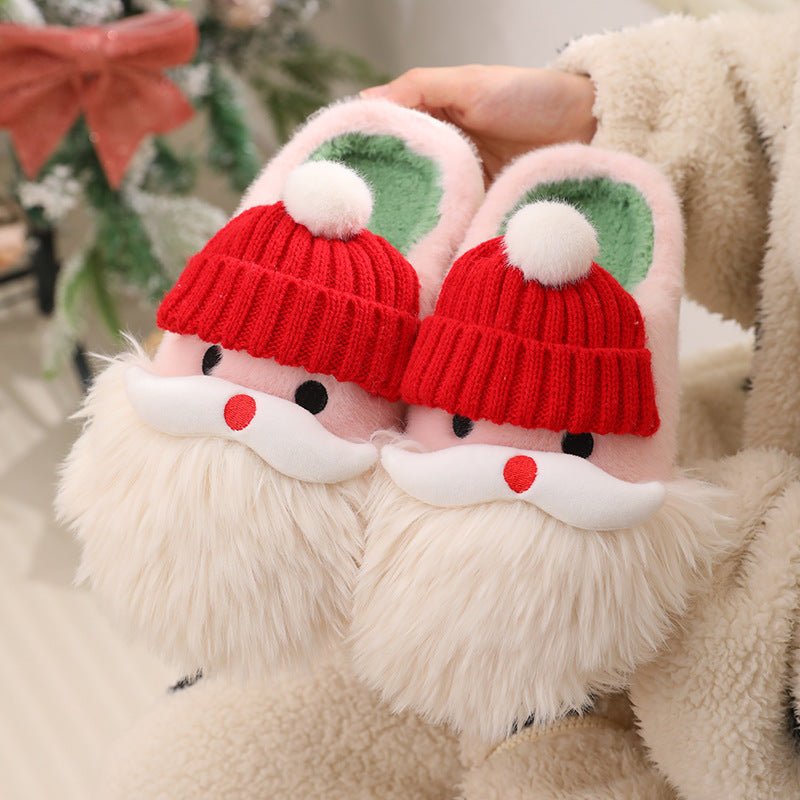 Cute Santa Claus Home Slippers, Warm Non-Slip Indoor Shoes