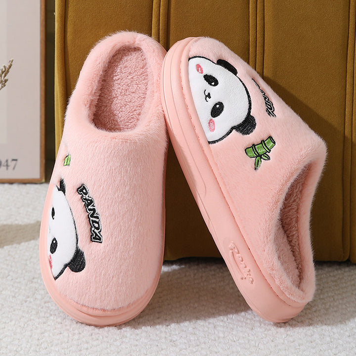 Cute Cartoon Panda Slippers, Thick-Soled Winter Warm