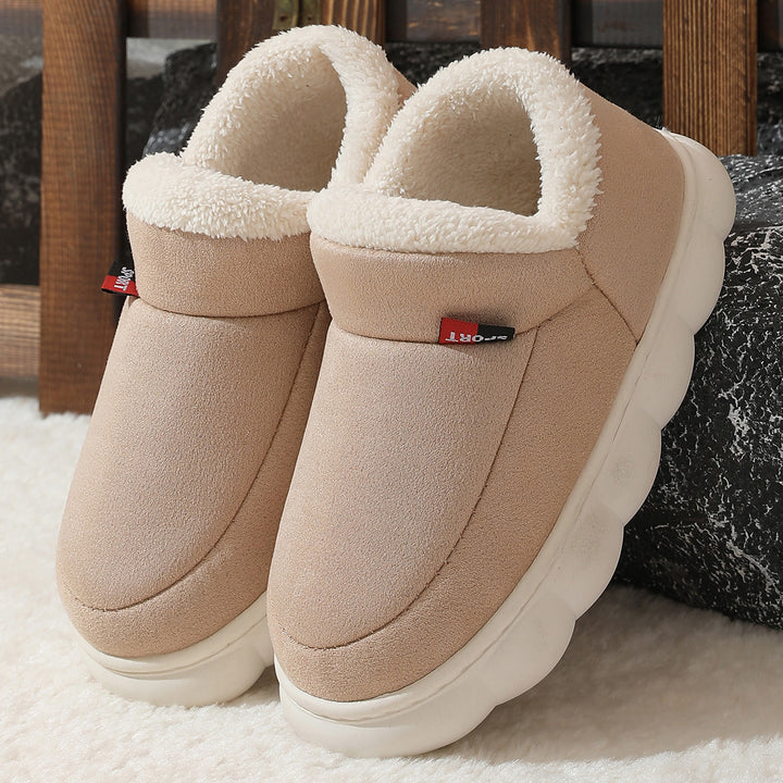 Warm Suede House Shoes for Women and Men with Rubber Sole