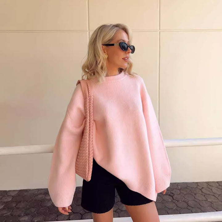 Sweet Crew Neck Sweater for Women, Loose Pullover Top