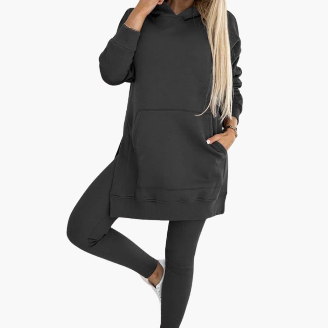 Women’s Two-Piece Hoodie and Leggings Set with Fitted Leggings