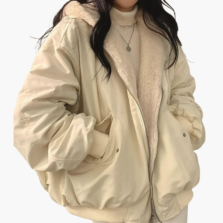 Women’s Reversible Jacket with Balloon Sleeves and Dual Surfaces