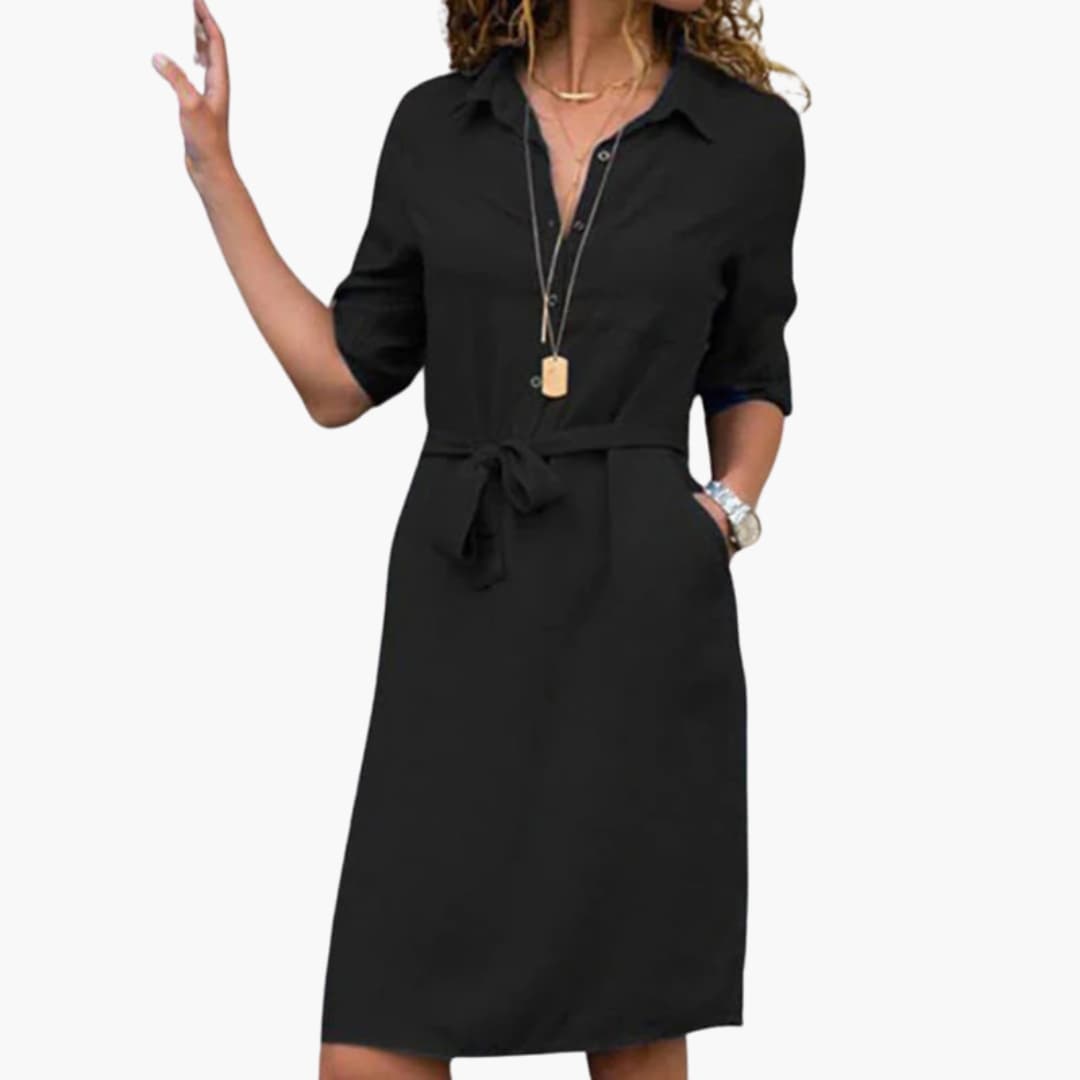 Women’s Shirt Dress with Belt and Pockets
