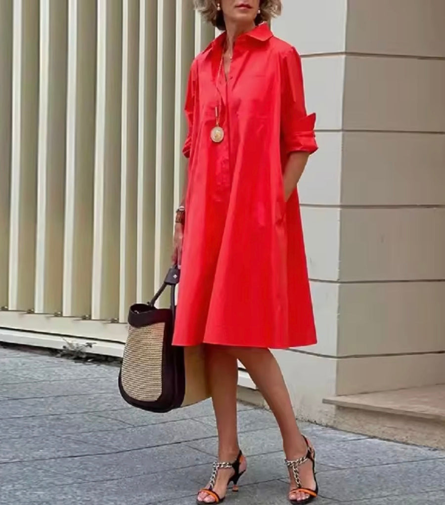Women's Shirt Dress with Collared Neckline for Casual Wear - Button ...