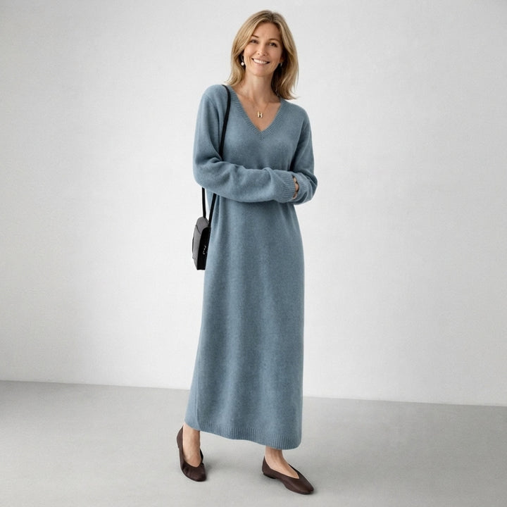 Lena | Relaxed Turtleneck Knit Maxi Dress