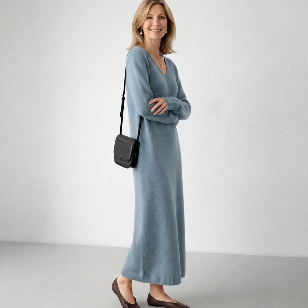 Lena | Relaxed Turtleneck Knit Maxi Dress